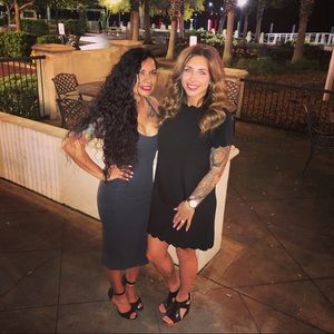 Black scallop trim dress